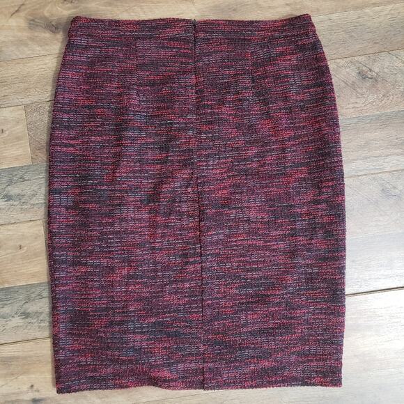 Ann Taylor Red Black Button Closure Midi Length Wrap Pencil Skirt Size 10 - Picture 7 of 10
